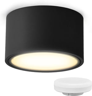 KYOTECH LED nadgradna spot svjetiljka crna, GX53 6W, 3000K toplo bijela, Ø95x55 mm