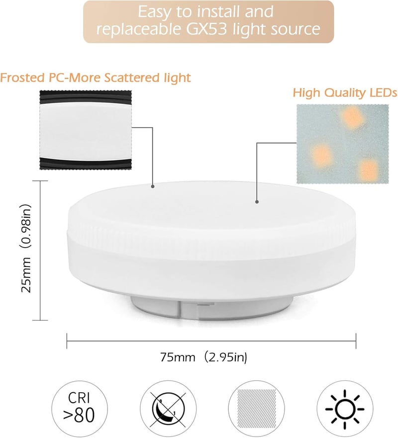 KYOTECH LED beépíthető spot fekete 230V GX53 6W meleg fehér 3000K