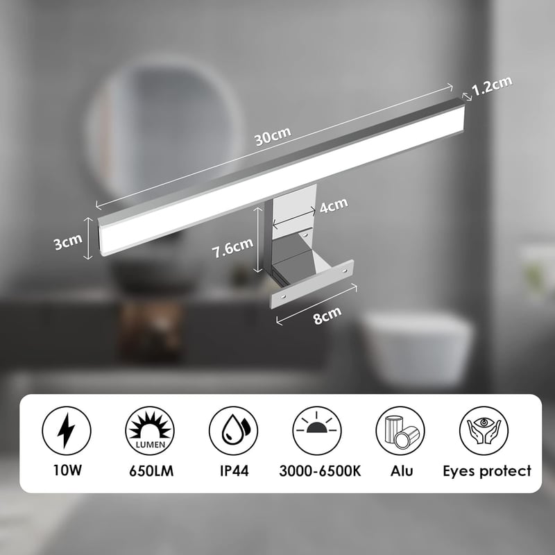 KYOTECH LED fürdőszobai tükör lámpa 10W dimmelhető távirányítóval IP44