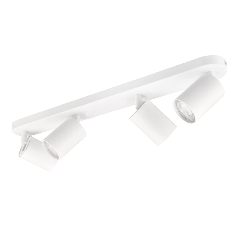 Stropné LED svietidlo KYOTECH so 4 otočnými a sklopnými bodovými svetlami GU10, matná biela, bez žiaroviek, do spálne a obývačky