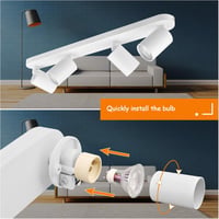 Plafonieră LED KYOTECH cu 4 spoturi GU10 rotative și reglabile, alb mat, fără becuri, pentru dormitor și sufragerie 4