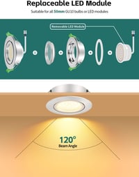 KYOTECH LED süllyesztett spot 230V dimmelhető 5W IP65 65-75 mm 2700K meleg fehér nikkel szett 6 db nem forgatható 5
