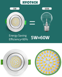 KYOTECH LED süllyesztett spot 230V dimmelhető 5W IP65 65-75 mm 2700K meleg fehér nikkel szett 6 db nem forgatható 4