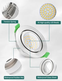 KYOTECH LED süllyesztett spot 230V dimmelhető 5W IP65 65-75 mm 2700K meleg fehér nikkel szett 6 db nem forgatható 7
