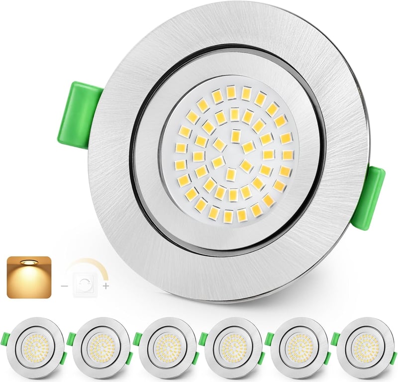 KYOTECH LED süllyesztett spot 230V dimmelhető 5W IP65 65-75 mm 2700K meleg fehér nikkel szett 6 db nem forgatható