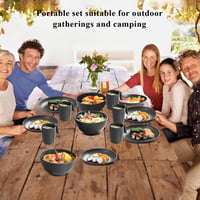 Set de 32 de piese de veselă reutilizabilă din plastic Kyraton, cu farfurii, căni și boluri pentru 8 persoane, compatibil cu microundele, fără BPA, lavabil în mașina de spălat vase 6