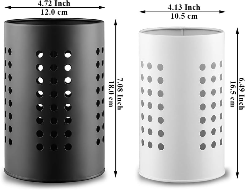Kyraton Konyhai Eszköztartó Szett, 2 db Rozsdamentes Acél Evőeszköz Rendszerező, Fekete-Fehér Spatula Tároló, Konyhai Dekoráció