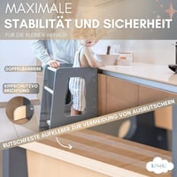 KYWAI Montessori Tanulótorony Bambuszból - 3 Magasságban Állítható, Csúszásgátló Csíkokkal, 1-6 Éves Gyerekeknek, Stabil Fa Szerkezet, Szürk 3