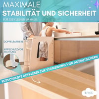 KYWAI Montessori Tanulótorony Bambuszból - 3 Magasságban Állítható, Csúszásgátló Csíkokkal, 1-6 Éves Gyerekeknek, Fehér, Stabil Fa Szerkezet 5