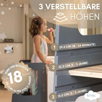 KYWAI Montessori Tanulótorony Bambuszból - 3 Magasságban Állítható, Csúszásgátló Csíkokkal, 1-6 Éves Gyerekeknek, Stabil Fa Szerkezet, Szürk 5