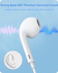 Káblové slúchadlá Kyxoovex USB-C pre iPhone 17/16/15, Hi-Fi stereo s mikrofónom a ovládaním hlasitosti, kompatibilné so Samsung S24/S23 a iPad, biele 6