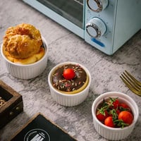 KZQXXT Formy na Crème Brûlée 4 ks, zapekacie misky na suflé 200 ml, keramické misky na ragú, vhodné do umývačky riadu, biele, priemer 9 cm 4