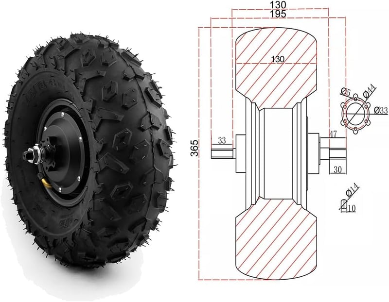 L-faster Elektromos Talicska Motor Kit 24V 350W Alumínium Kerékagy Hajtómű 14,5 Hüvelykes Kerékkel Terepjáró Kocsihoz