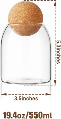 La Llareta 550 ml üveg tárolóedény parafa dugóval, fűszerekhez, kávéhoz, cukorkához 2