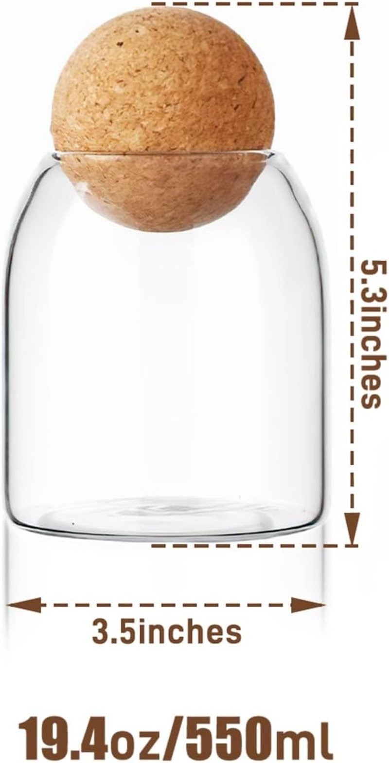 La Llareta 550 ml üveg tárolóedény parafa dugóval, fűszerekhez, kávéhoz, cukorkához