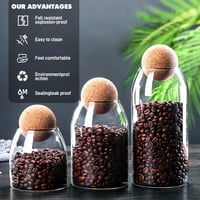 La Llareta 550 ml üveg tárolóedény parafa dugóval, fűszerekhez, kávéhoz, cukorkához 7