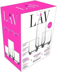 La-V 18 részes pohár készlet, 3 méretben - vízpohár szett 13oz, 11oz, 7oz 6