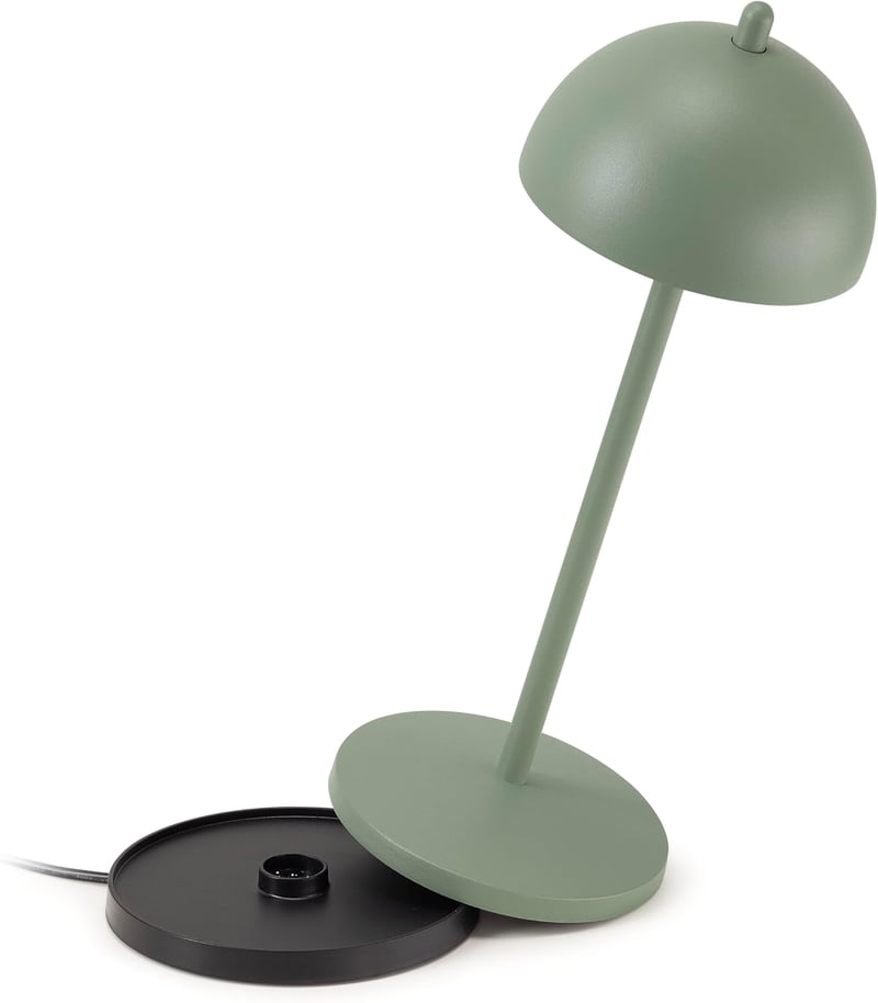 LA VILLE LUMIÈRE Wireless Asztali Lámpa Érintőképernyős Dimmelhető IP65 2200-3000K - Height: 29.5 cm, Diameter: 11 cm, Sage