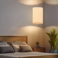 LABOREDUCER Kender Kötél Fali Lámpa Bézs Lenvászon Ernyővel, Farmhouse Stílusú Függő Világítás E27 Foglalattal, Kapcsolós Kábellel 3