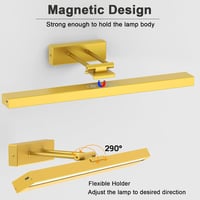 LABOREDUCER Vezeték Nélküli Képvilágítás 2db - 40cm Arany Fém Képlámpa, Távirányítóval, 3 Színhőmérséklet, Tölthető 4000mAh Akkumulátor 3