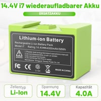 Náhradná Li-Ion batéria LabTEC 14,4 V 4000 mAh pre vysávač iRobot Roomba i3 i4 i7 E5 7150 7550 4150 4552 i7158 i7550 ABL-D1 3