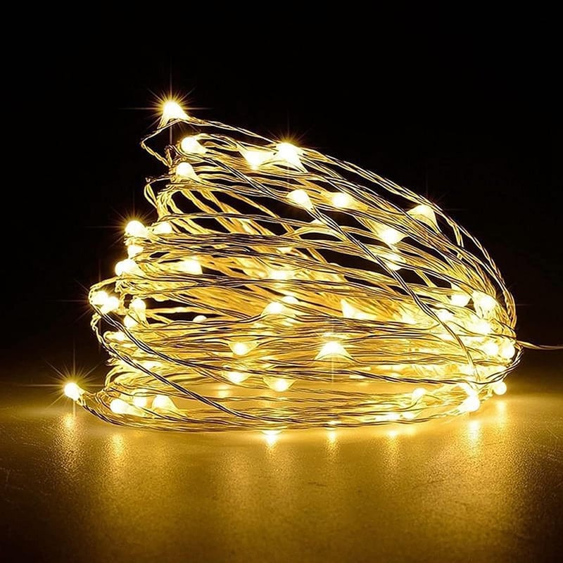 LAC FUTURE Elemes Tündérfény 5m 50 LED Rézhuzalos Fényfüzér - Meleg Fehér Vízálló Dekoráció Karácsonyra, Halloweenre, Beltéri Használatra