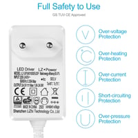 Napájací zdroj Lacasa 24V 1A pre LED pásy, 24W transformátor AC 200-240V DC 24V adaptér s 1,5m káblom, konektor 5,5x2,1mm, EU zástrčka, GS TÜV CE 2