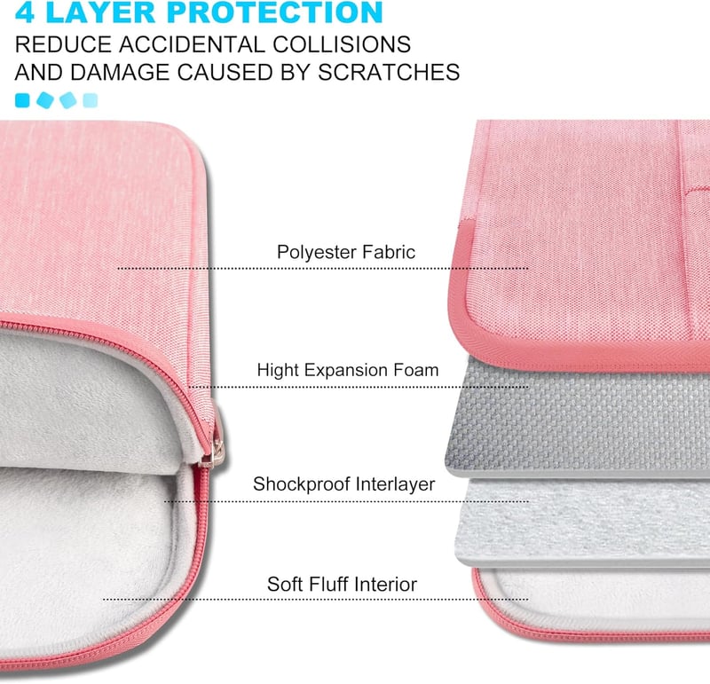 Lacdo 13.3" Laptop Sleeve MacBook Pro/Air iPad Pro Védőtok Rózsaszín