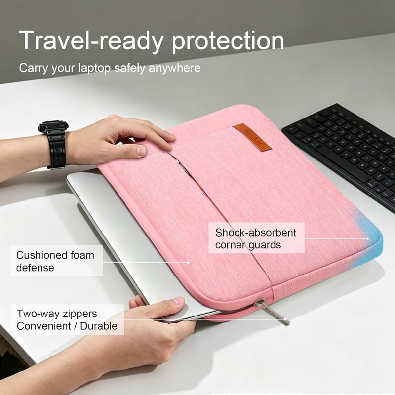Lacdo 13.3" Laptop Sleeve MacBook Pro/Air iPad Pro Védőtok Rózsaszín