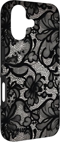 Lace Artful Visions iPhone 17 tok - fekete csipke vintage minta 3