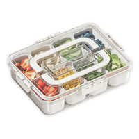 LACEEZEN Snackbox 8-priehradkový desiatový box s vekom a rukoväťou – box na skladovanie pochutín na piknik, párty, ovocie, sladkosti, orechy, sušienky 1