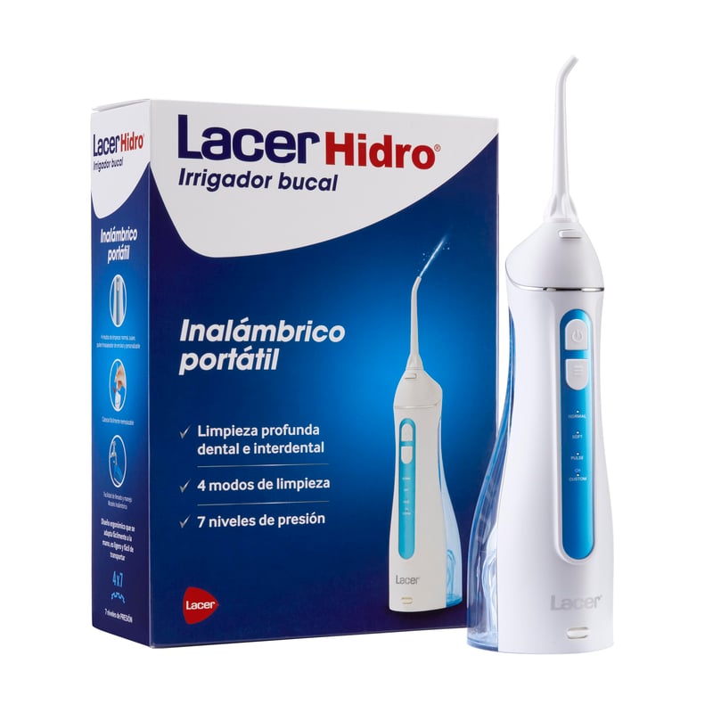 Prenosná bezdrôtová ústna sprcha Lacer Hidro so 4 režimami a 2 tryskami