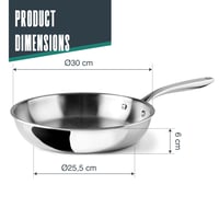 Tigaie LACOR Trichef 60853, 30 cm, oțel inoxidabil 18/10 și aluminiu, triplu strat, compatibilă cu plita cu inducție, cuptorul și mașina de spălat vase 2