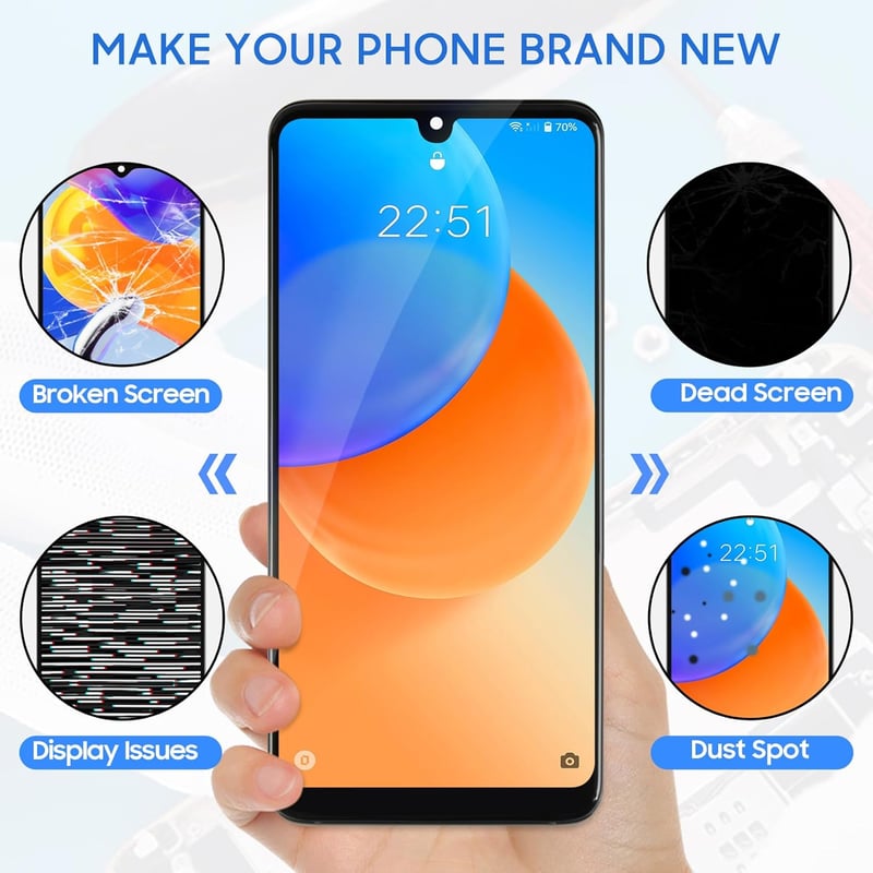 LADYSON LCD Kijelző Samsung Galaxy S20 4G Fekete Kerettel - Teljes Csere Szett Érintőképernyővel SM-G980F Modellhez