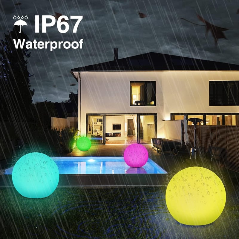 Lafhome napelemes kerti lámpa IP67 vízálló 30cm gömb 9 módú RGB