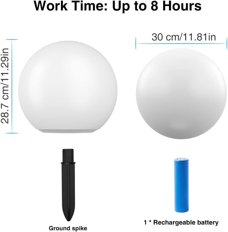 Lafhome napelemes kerti lámpa IP67 vízálló 30cm gömb 9 módú RGB