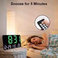 Lafocuse 12" Digitális Falióra és Asztali Óra - LED Kijelző, Dátum, Hőmérséklet, Ébresztő, Szundi Funkcióval, Távirányítóval, Zöld 6