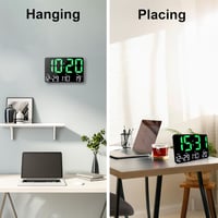 Lafocuse 12" Digitális Falióra és Asztali Óra - LED Kijelző, Dátum, Hőmérséklet, Ébresztő, Szundi Funkcióval, Távirányítóval, Zöld 3