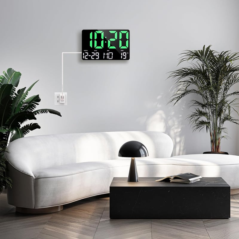 Lafocuse 12" Digitális Falióra és Asztali Óra - LED Kijelző, Dátum, Hőmérséklet, Ébresztő, Szundi Funkcióval, Távirányítóval, Zöld