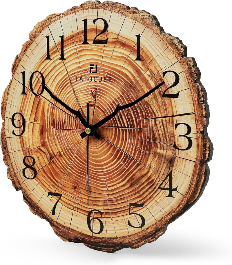 Lafocuse 30 cm fa hatású MDF körgyűrűs falióra barna rusztikus csendes járás tikk tikk zaj nélkül nappaliba hálóba konyhába irodába