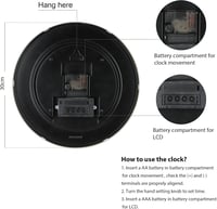 Lafocuse Csendes Falióra Naptárral, LCD Kijelzővel és Hőmérővel, 30 cm 9