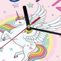 Ceas de perete pentru copii Lafocuse, silențios, cu unicorn, cifre colorate, creativ, ușor de citit, ceas educațional roz pentru fete și băieți, fără ticăit, 30 cm 6