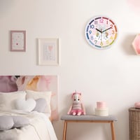 Ceas de perete pentru copii Lafocuse, silențios, cu unicorn, cifre colorate, creativ, ușor de citit, ceas educațional roz pentru fete și băieți, fără ticăit, 30 cm 4