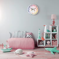 Ceas de perete pentru copii Lafocuse, silențios, cu unicorn, cifre colorate, creativ, ușor de citit, ceas educațional roz pentru fete și băieți, fără ticăit, 30 cm 3