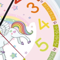 Ceas de perete pentru copii Lafocuse, silențios, cu unicorn, cifre colorate, creativ, ușor de citit, ceas educațional roz pentru fete și băieți, fără ticăit, 30 cm 7