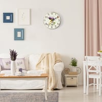 Lafocuse Levendula Mintás Vintage Falióra - Csendes Járású, Kerek Fa Óralap, 30 cm, Nappali, Konyha, Hálószoba Dekoráció, Retro Shabby Chic  3