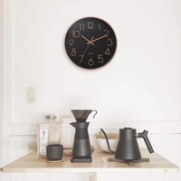Lafocuse Modern Fekete Falióra 30 cm - Csendes Kvarcszerkezet, 3D Számok, Rózsaarany Keret, Analóg Kijelző, Nappali, Konyha, Iroda Dekoráció 4
