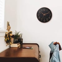 Lafocuse Modern Fekete Falióra 30 cm - Csendes Kvarcszerkezet, 3D Számok, Rózsaarany Keret, Analóg Kijelző, Nappali, Konyha, Iroda Dekoráció 3