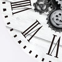 Lafocuse Nagy Fehér Falióra Mozgó Fogaskerekekkel 57 cm - Ipari Steampunk Fa Óra Vintage Dekoráció Nappaliba, Konyhába, Bárba 8