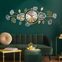 Lafocuse Nagyméretű Fali Óra Arany 95x36cm Csendes Modern Ginkgo Dekoráció 1